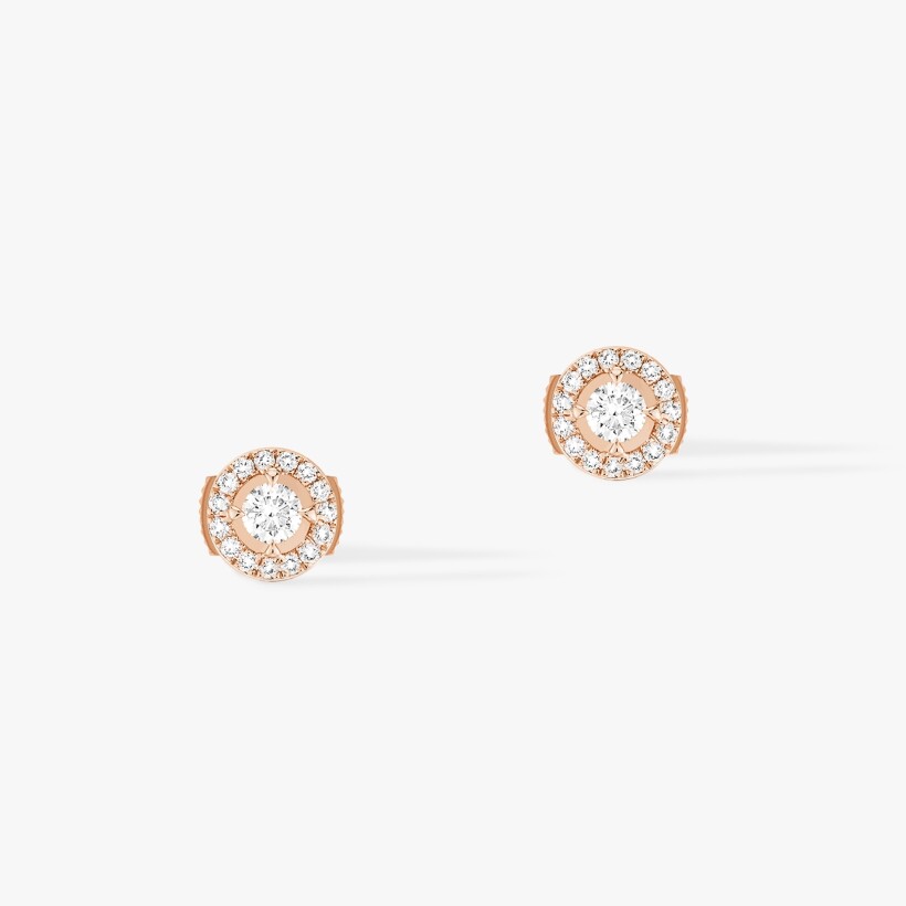 Boucles d'oreilles Messika Joy Diamants Ronds en or rose et diamants