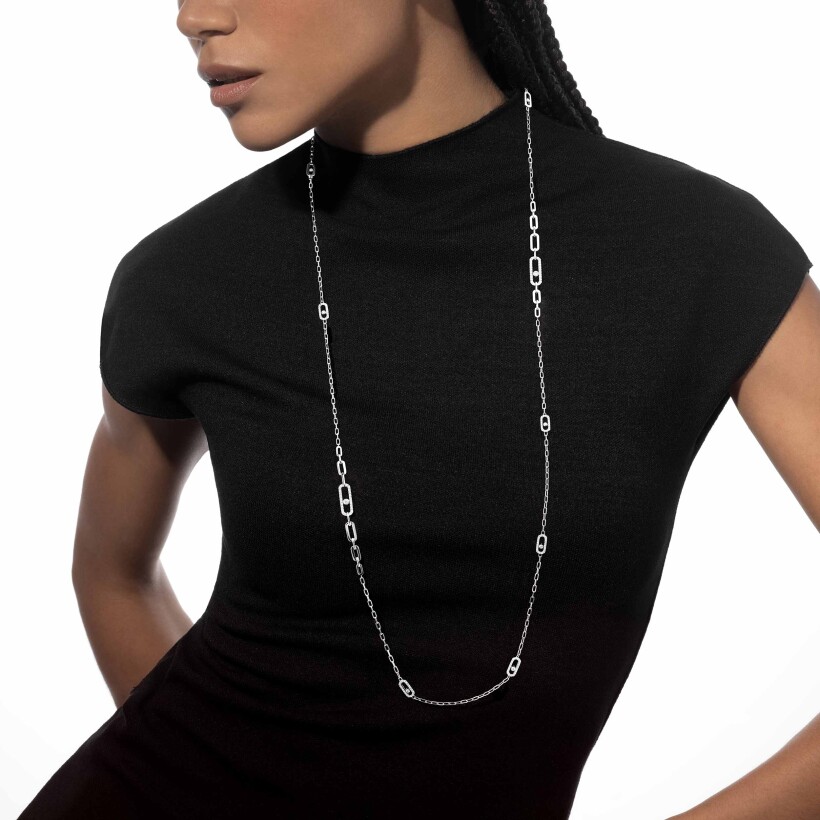 Messika Move Uno long necklace, white gold, diamonds