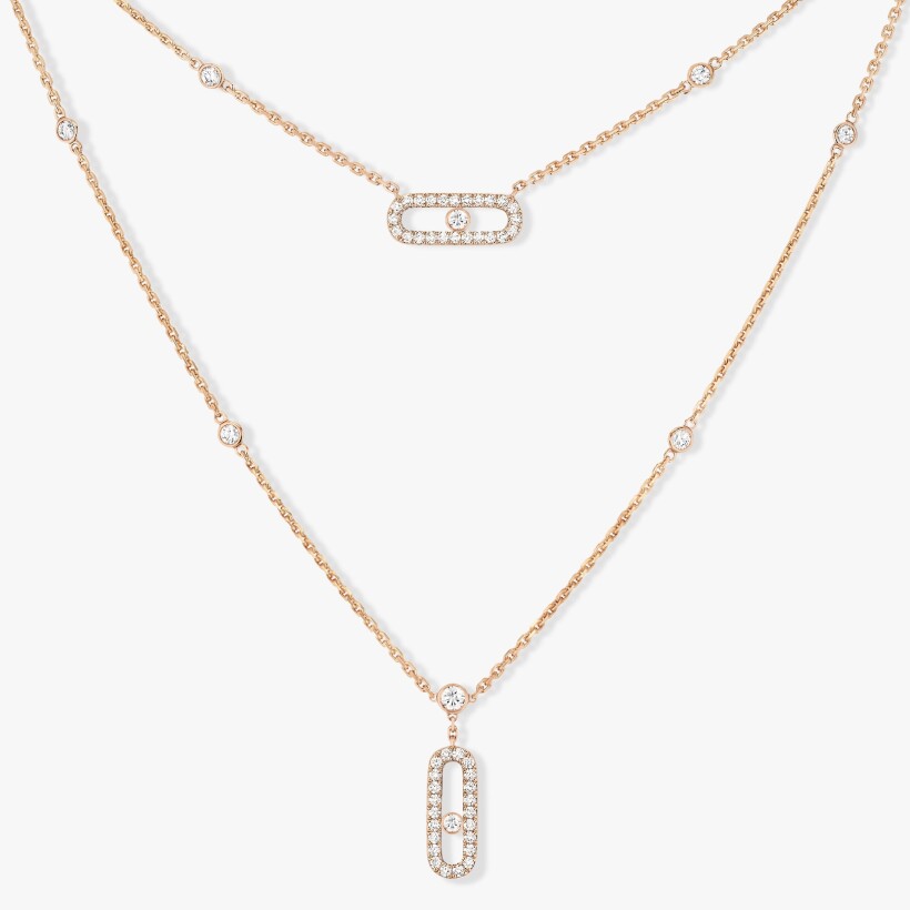 Messika Move Uno necklace, rose gold, diamonds