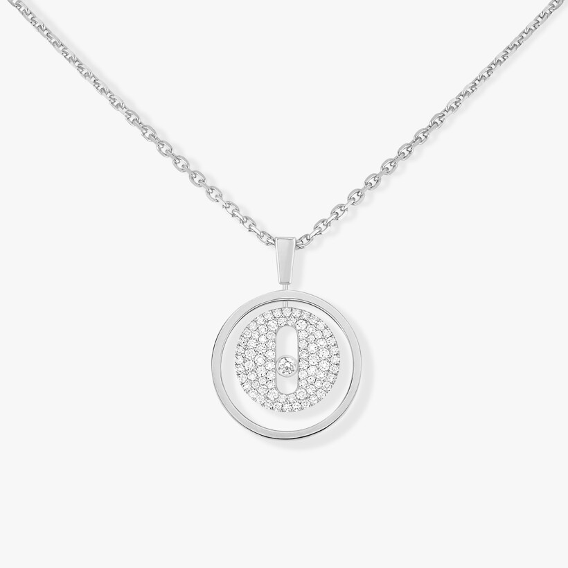 Messika Lucky Move PM pavé necklace, white gold, diamonds