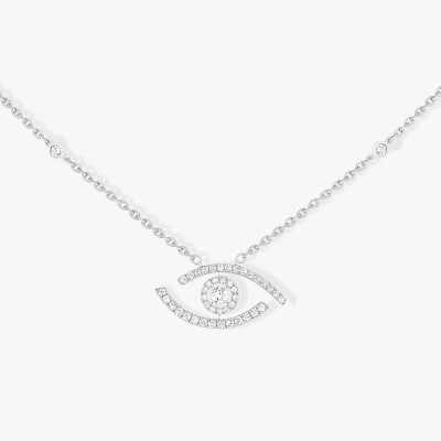 Messika Lucky Eye pave necklace, white gold, diamonds