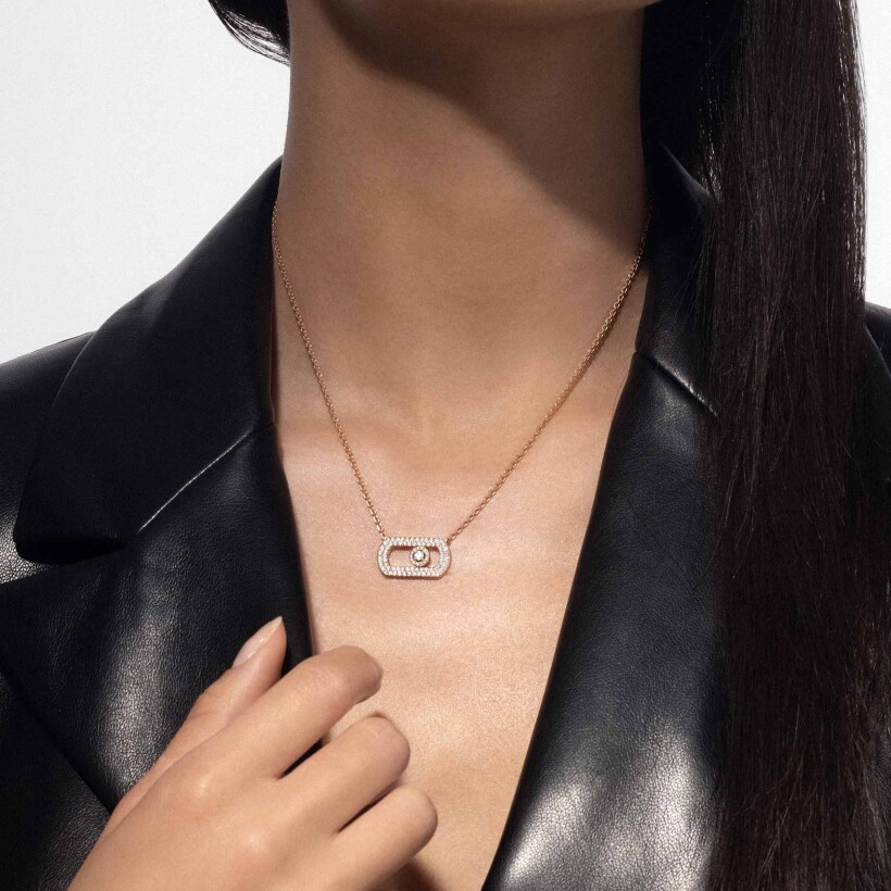 Messika So Move necklace, rose gold and diamonds paved