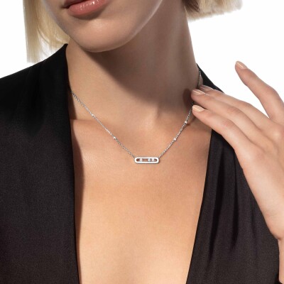 Collier Messika Baby Move Classique en or blanc et diamants