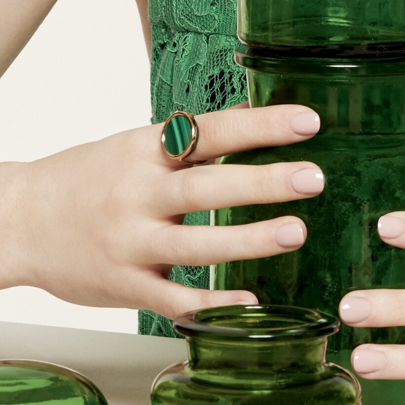 GINETTE NY EVER ring, rose gold and malachite