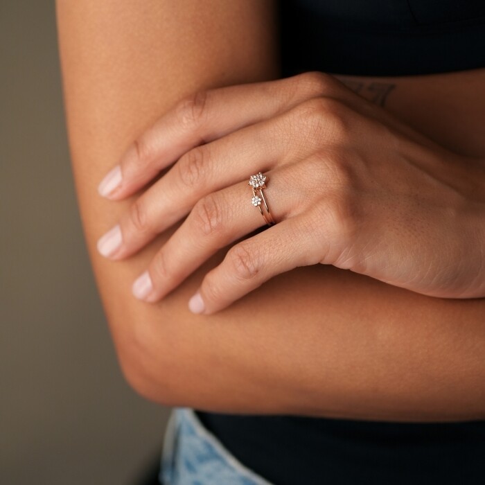 Ginette NY MINI STAR ring, rose gold and diamonds