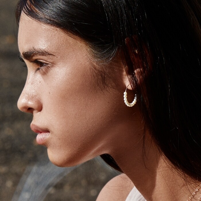 GINETTE NY MARIA earrings, rose gold and soft water pearls