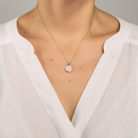 Collier Ginette NY EVER DISC en or rose et nacre rose