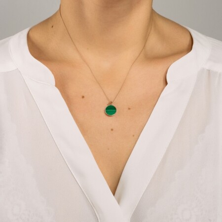 Collier Ginette NY EVER DISC en or rose et malachite