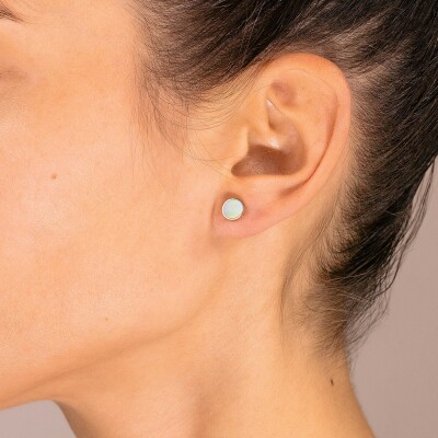 Ginette NY EVER DISC earrings, rose gold and pink mother-of-pearl