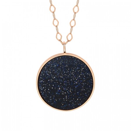 Collier Ginette NY JUMBO EVER DISC en or rose et blue sand stone