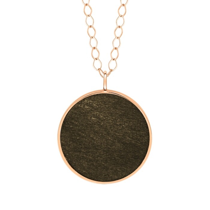 GINETTE NY EVER necklace, rose gold and obsidians