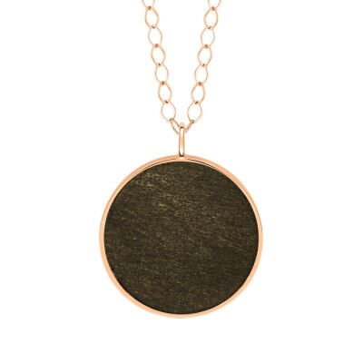 Collier Ginette NY EVER DISC en or rose et obsidiennes