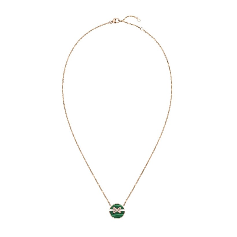 Chaumet Jeux de Liens Harmony pendant, small size, rose gold, malachite, diamond pave links