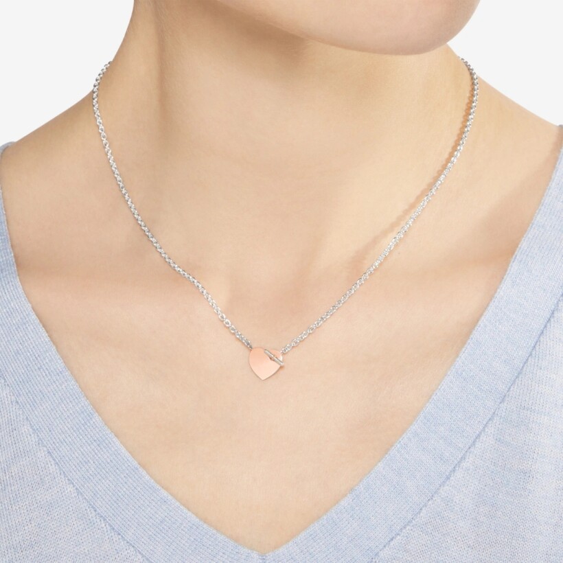 DoDo Cuore necklace, silver and rose gold, 42cm