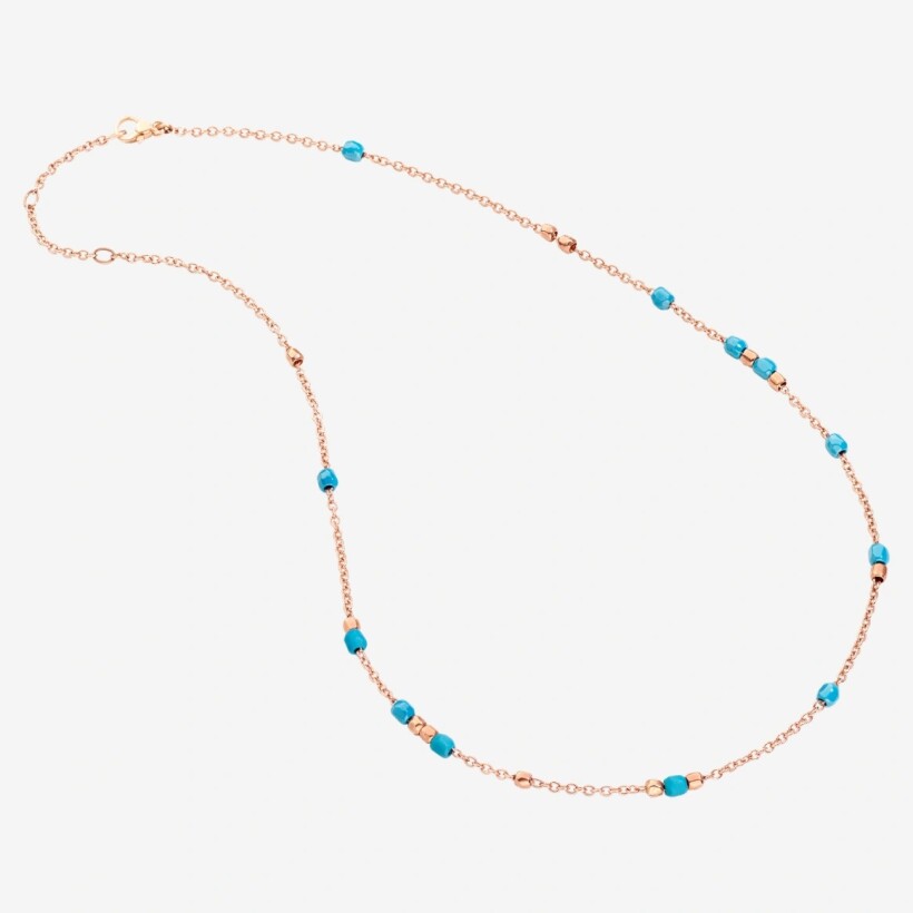 DoDo Granelli necklace, rose gold, turquoise and ceramic, 42cm