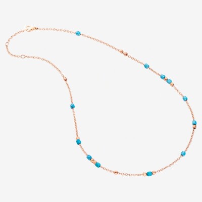 Collier DoDo Granelli en or rose, turquoise et céramique, 42cm