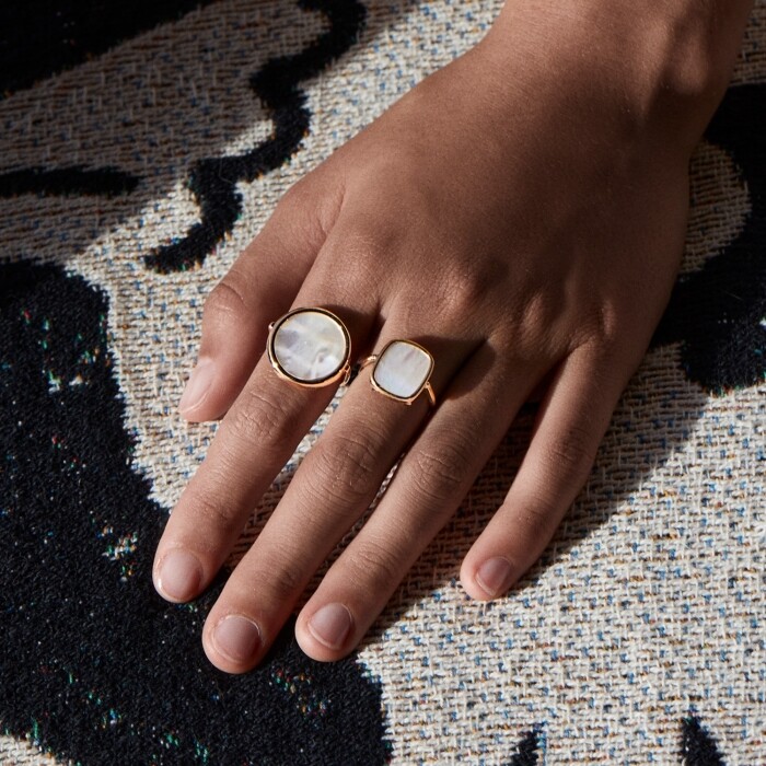 GINETTE NY ANTIQUE RING, rose gold and mother-of-pearl