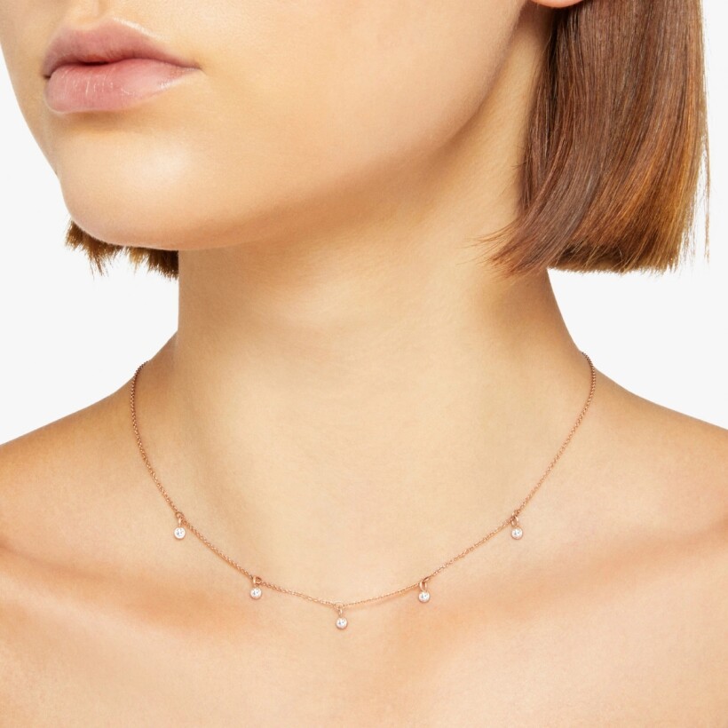 DoDo Essentials necklace, rose gold and diamonds, 42cm