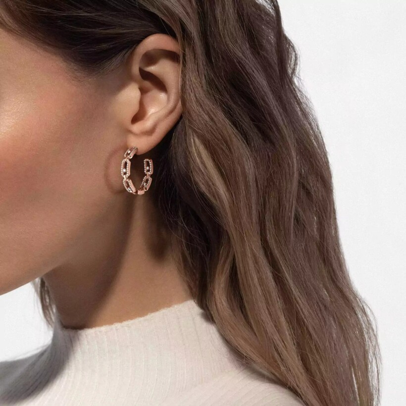 Messika Move Link Small model hoop earrings, rose gold and diamonds