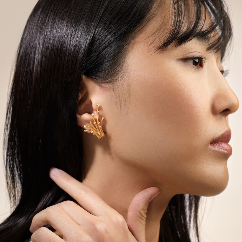 Ole Lynggaard Boho single earring, yellow gold and diamonds