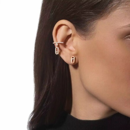 Puces d'oreilles Messika Move Uno en or rose et diamants