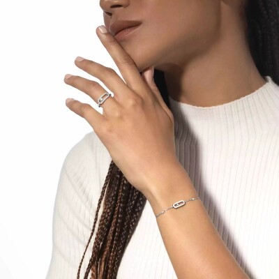 Messika Move Uno L ring, white gold pave diamonds