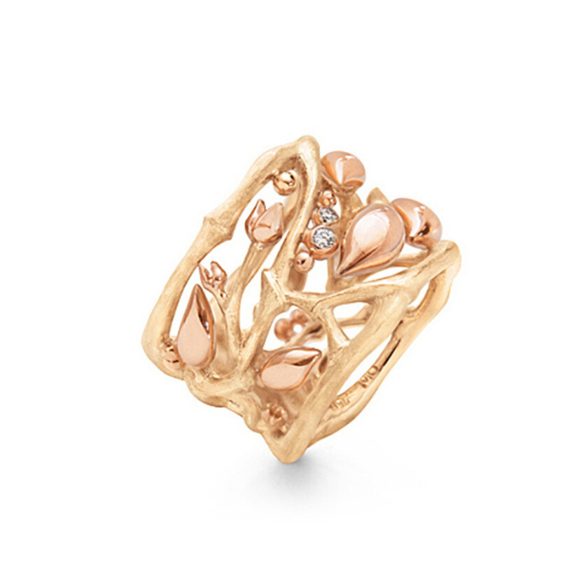 Ole Lynggaard Forest ring, yellow gold, rose gold and diamonds