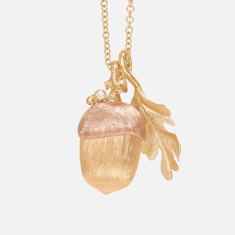 Ole Lynggaard Forest pendant in yellow gold, rose gold and diamond