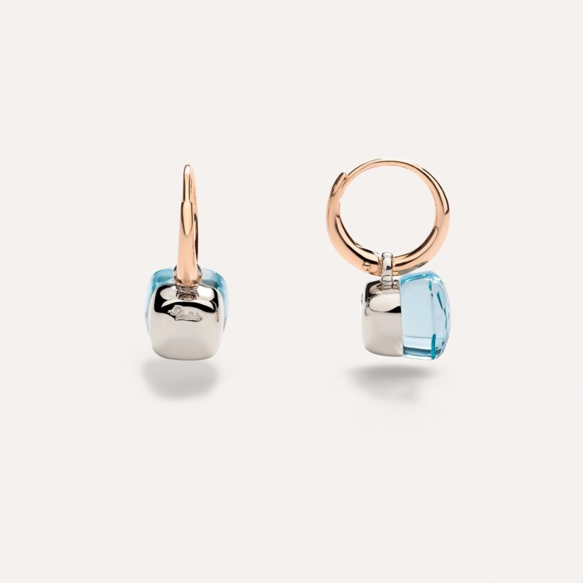 Pomellato Nudo earrings, rose gold, white gold and Topaz