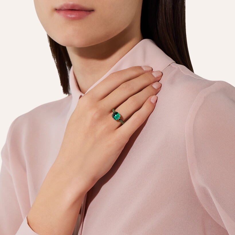 Pomellato Nudo Petit ring, rose gold, white gold, prasiolite, malachite and tsavorites