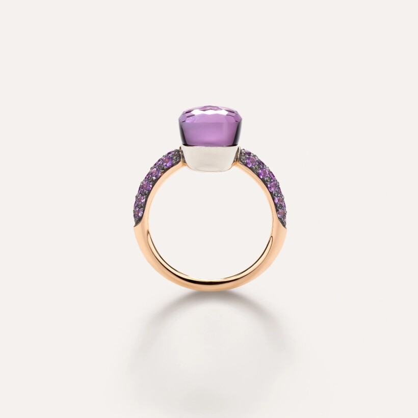 Pomellato Nudo Petit ring, rose gold, white gold, amethysts and jade