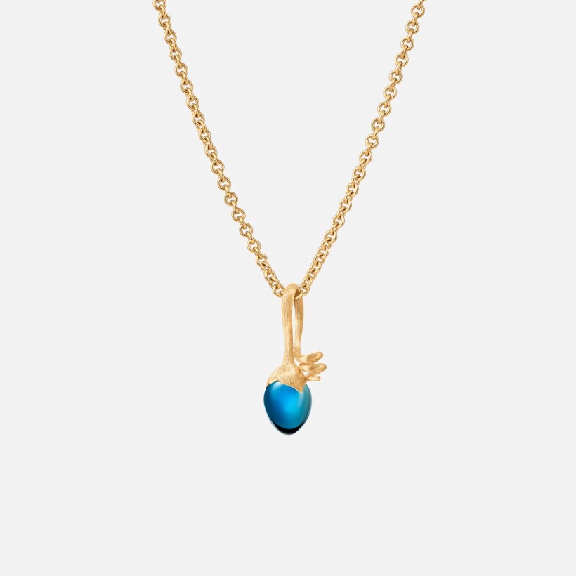 Ole Lynggaard Lotus pendant, yellow gold and blue london topaz