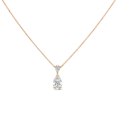 Collier Raynal en or rose et diamant poire