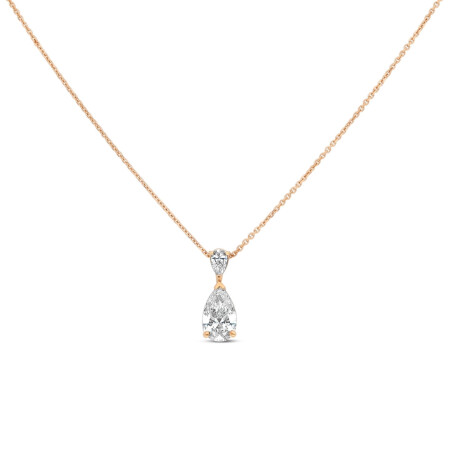 Collier Ifire Raynal en or rose et diamant poire