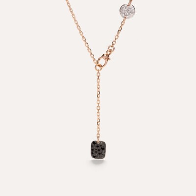 Collier Pomellato Lasso Sabbia en or rose et diamants blancs, bruns et noirs