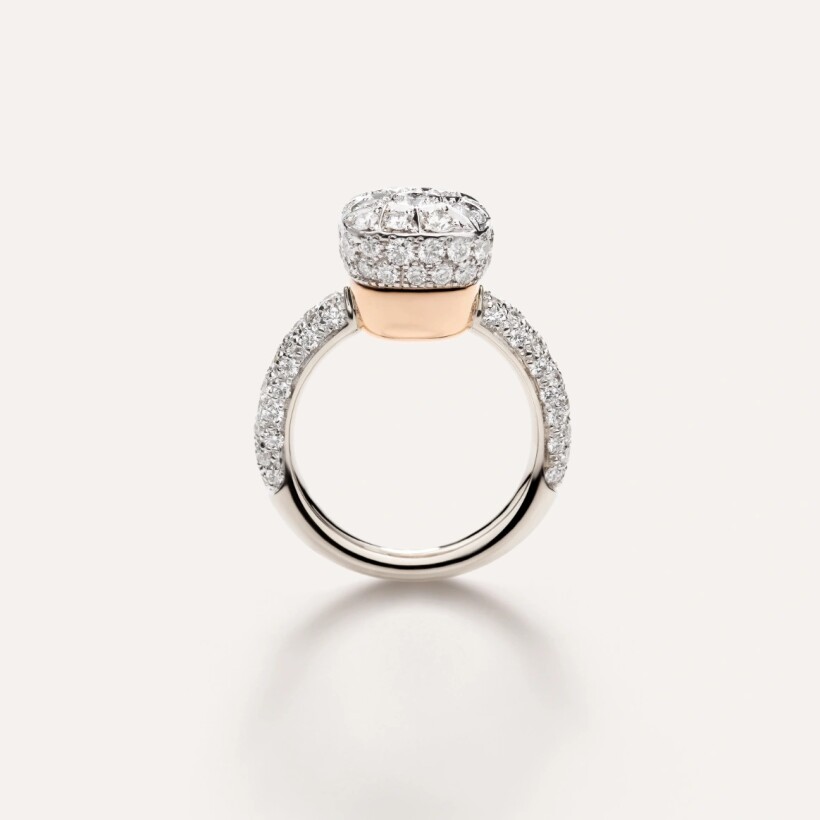 Pomellato Nudo Classic solitaire, white gold, rose gold and set with diamonds