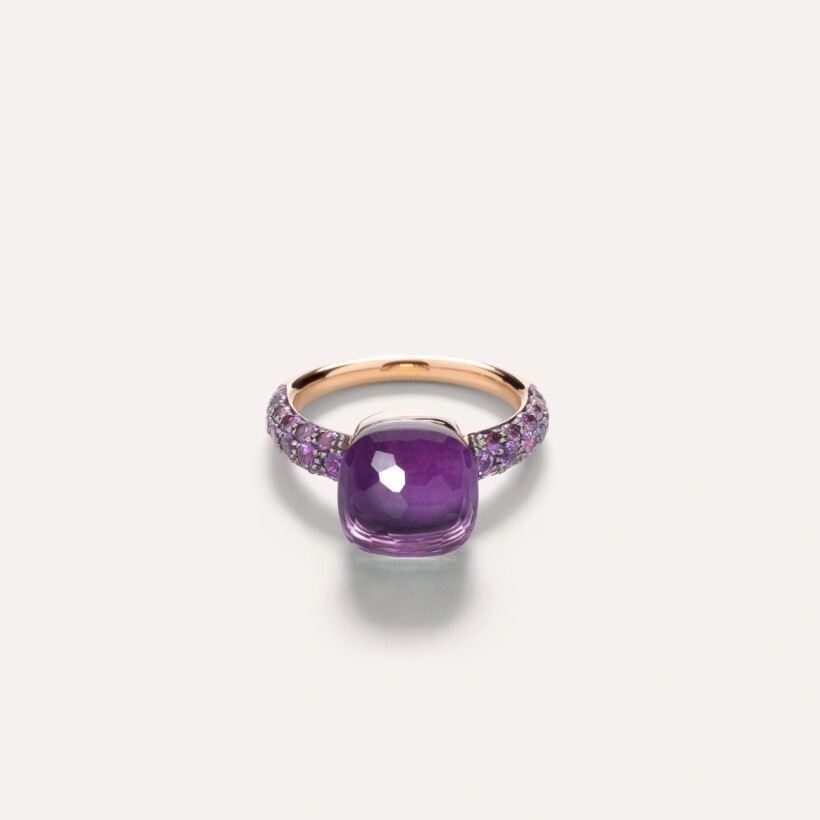 Pomellato Nudo Classic ring, rose gold, white gold, amethyst and jade