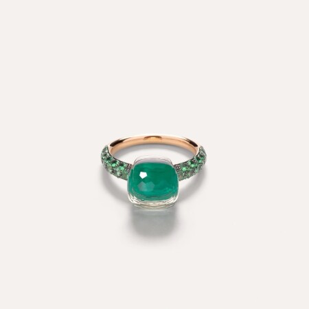 Bague Pomellato Nudo Classic en or rose, or blanc, prasiolite, malachite et tsavorites