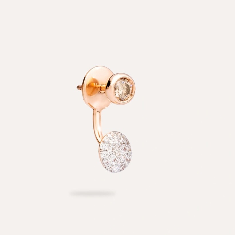 Pomellato Sabbia earring, rose gold, white gold, diamonds and brown diamond