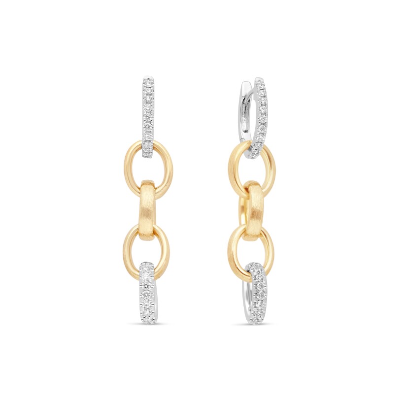 Maillons earrings yellow gold, white gold, diamonds Raynal