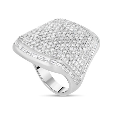 Bague Savonnette or blanc diamants