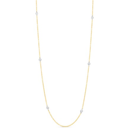 Collier sautoir or jaune, or blanc, diamants Raynal