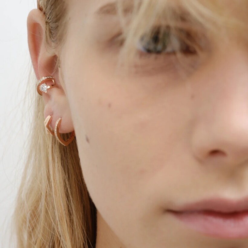 Repossi Antifer semi-pave single earring, rose gold