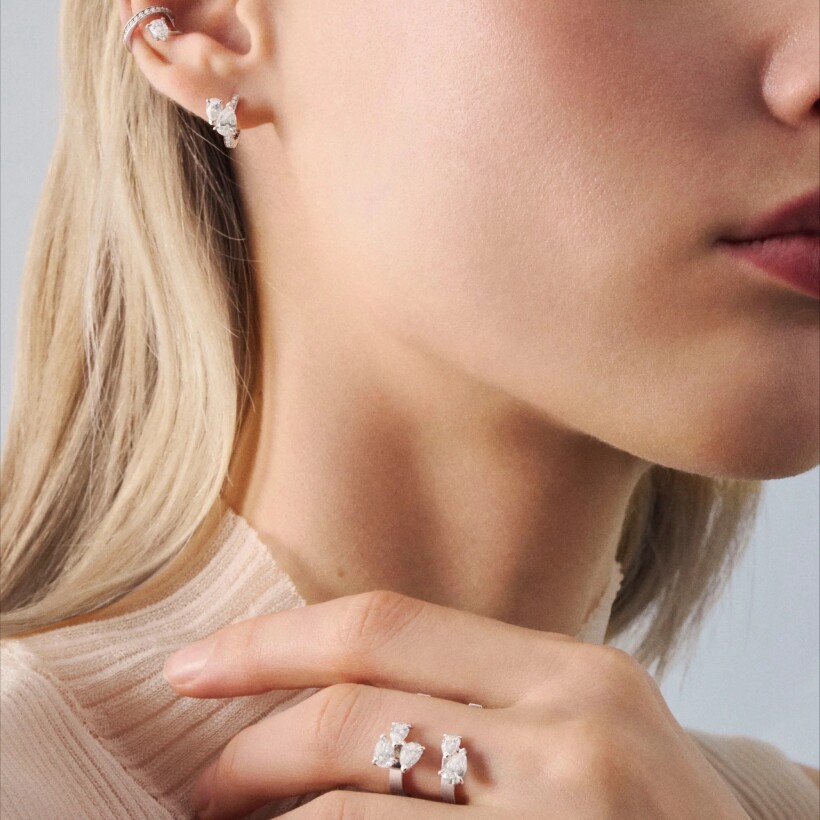 Repossi Serti Sur Vide single right clip pave earring, white gold and diamonds