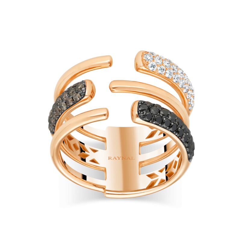 Raynal Asymmetrical pink gold diamond ring