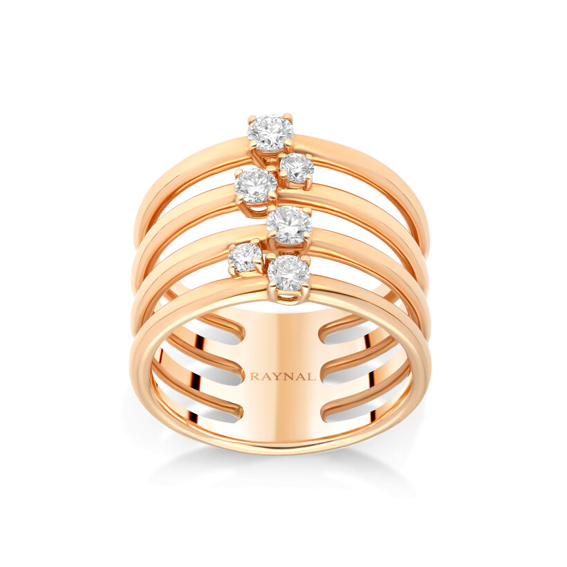 4 strands pink gold diamond ring Raynal