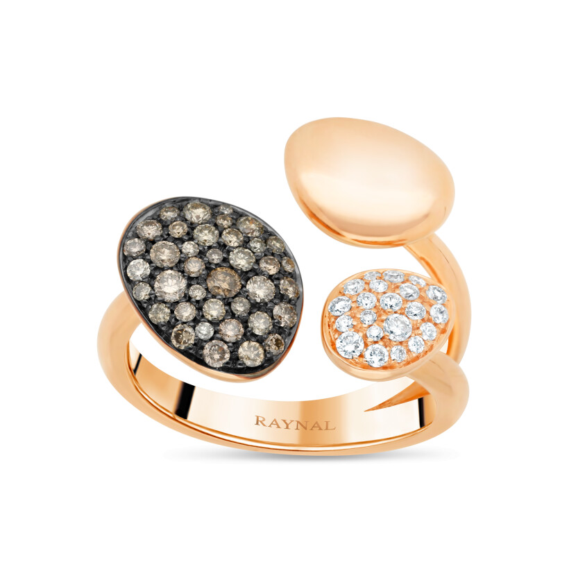 Galet pink gold diamond ring Raynal