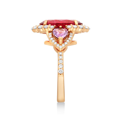 Bague Amour or rose rubellite, saphirs, diamants Raynal