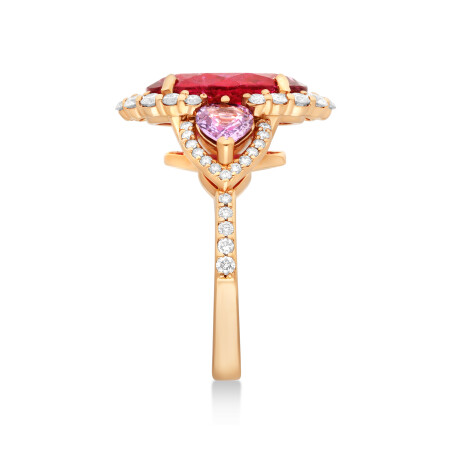 Bague Amour or rose rubellite, saphirs, diamants Raynal