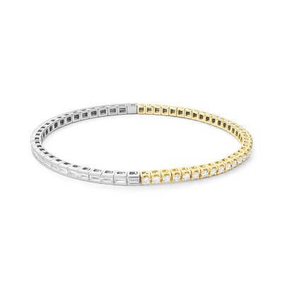 Bracelet Riviere or jaune or blanc diamants